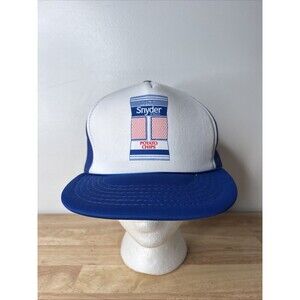 Vintage 80s Snyder Of Berlin Potato Chip Trucker Hat Blue White Berlin PA